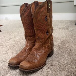 Brown Tony Lama Leather Cowgirl Boots
